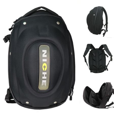 Pevný batoh na notebook - Motocyklový cestovní batoh EVA Hard Shell s polstrovaným pouzdrem na notebook a několika kapsami, samostatnou boční kapsou na zip.